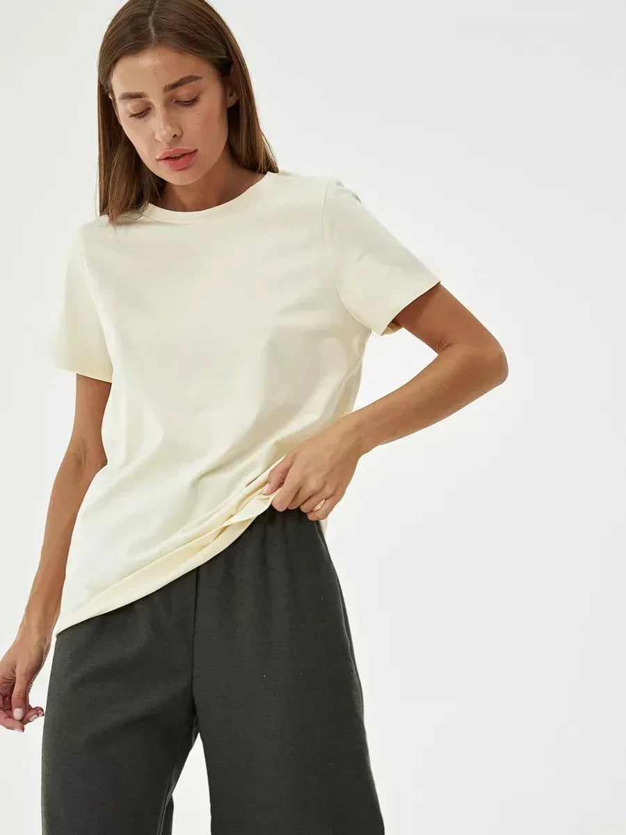 Bornladies Summer 100% Cotton Women's T-shirt Bottoming Tops