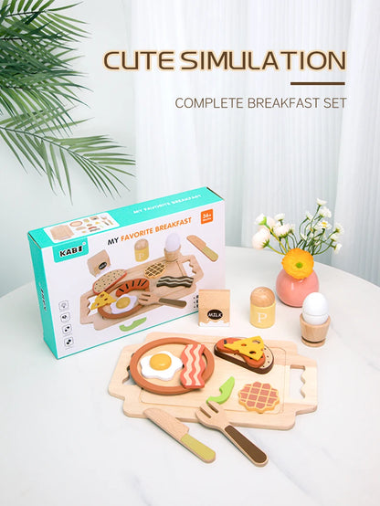 Wooden Kitchen Pretend Play Set Montessori Simulation Plates