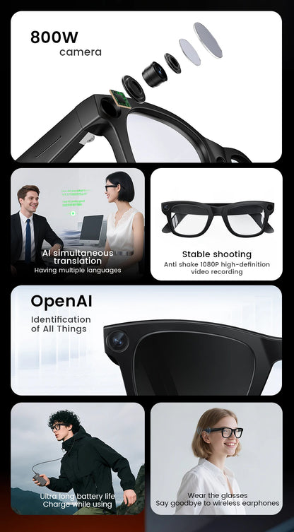 Smart Glasses HD Photo Video OpenAI Record Translation