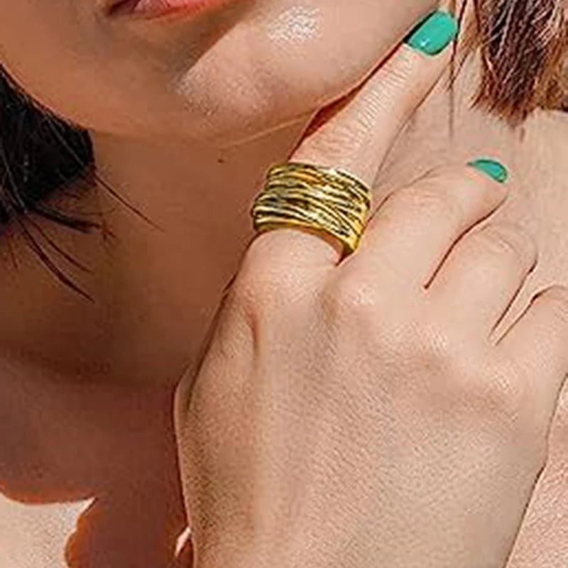 Hot Metal Finger Rings for Women Modern Fashion Wide