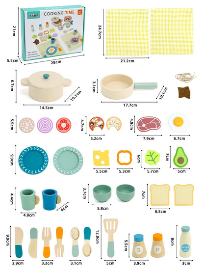 Wooden Kitchen Pretend Play Set Montessori Simulation Plates