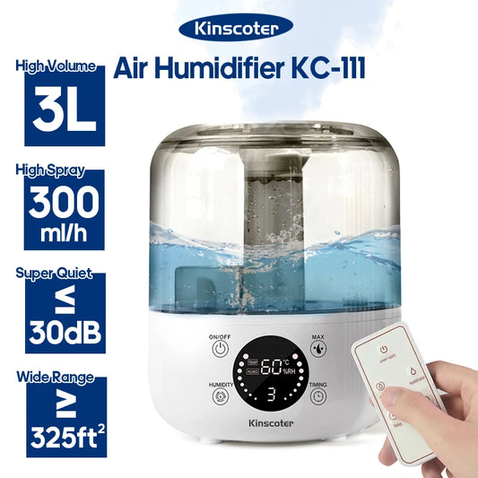 KINSCOTER 3L Air Humidifier Professional Large Capacity Home Humidifier Plant Mist