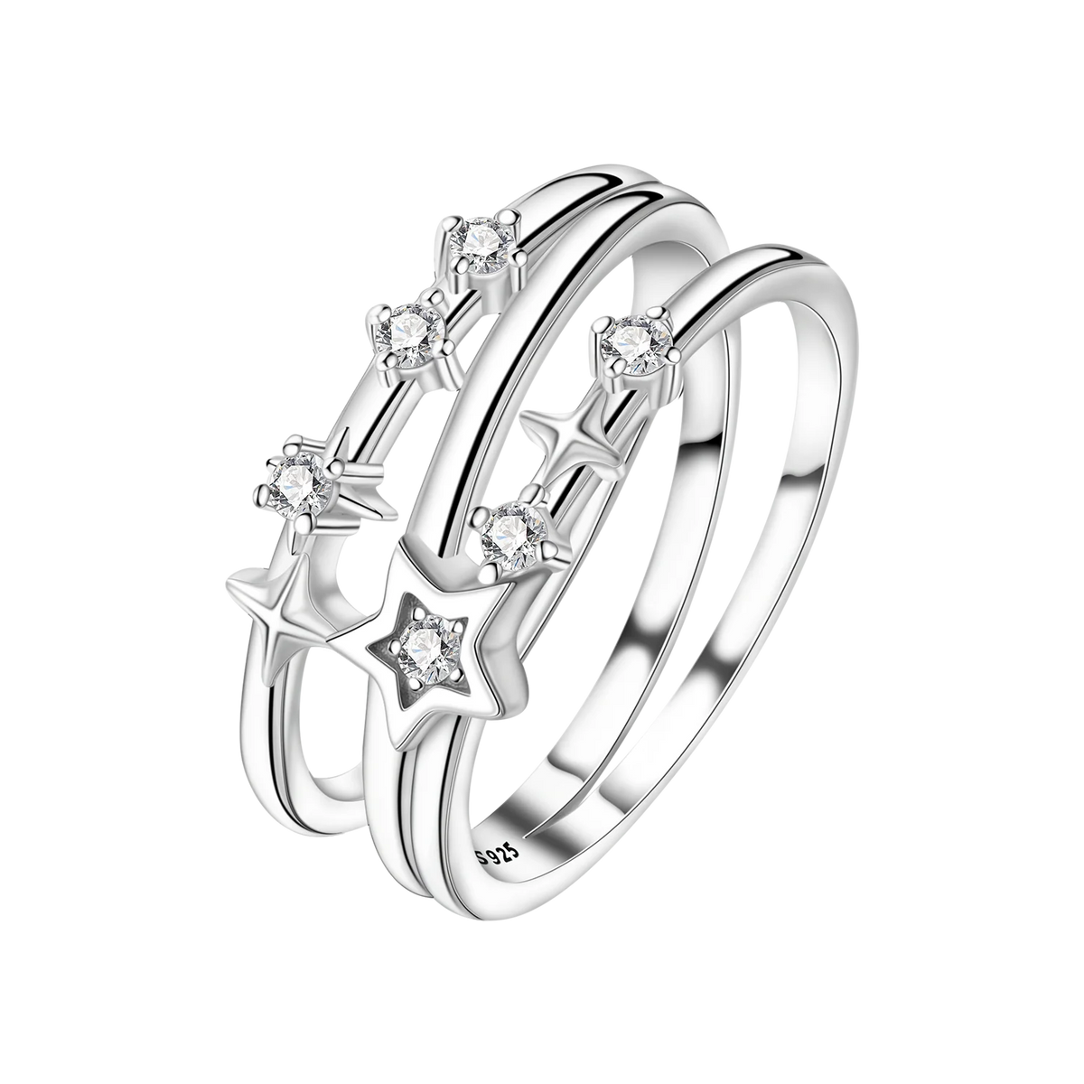 925 Sterling Silver Three-Ring Stackable Ring for Women