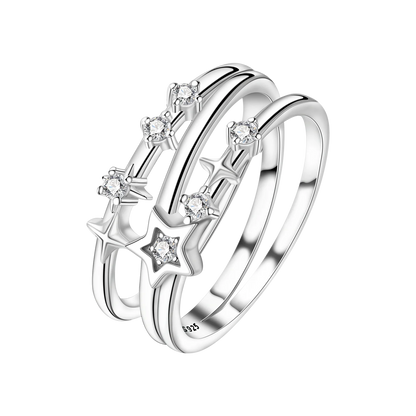 925 Sterling Silver Three-Ring Stackable Ring for Women