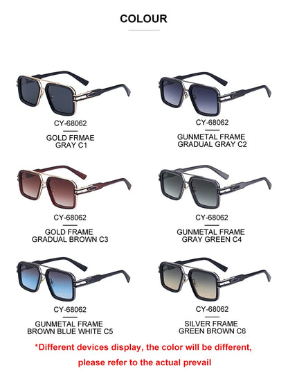 Oversized Steampunk Square Sunglasses Men Big Luxury Brand