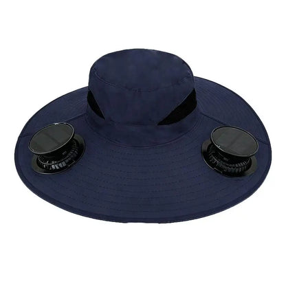 Large Size Quick Dry Bucket Hat With Solar Powered Fan USB Charging