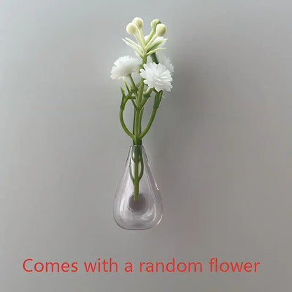 Magnetic Glass Vase Set - Mini Plant Pot Magnets for Refrigerator