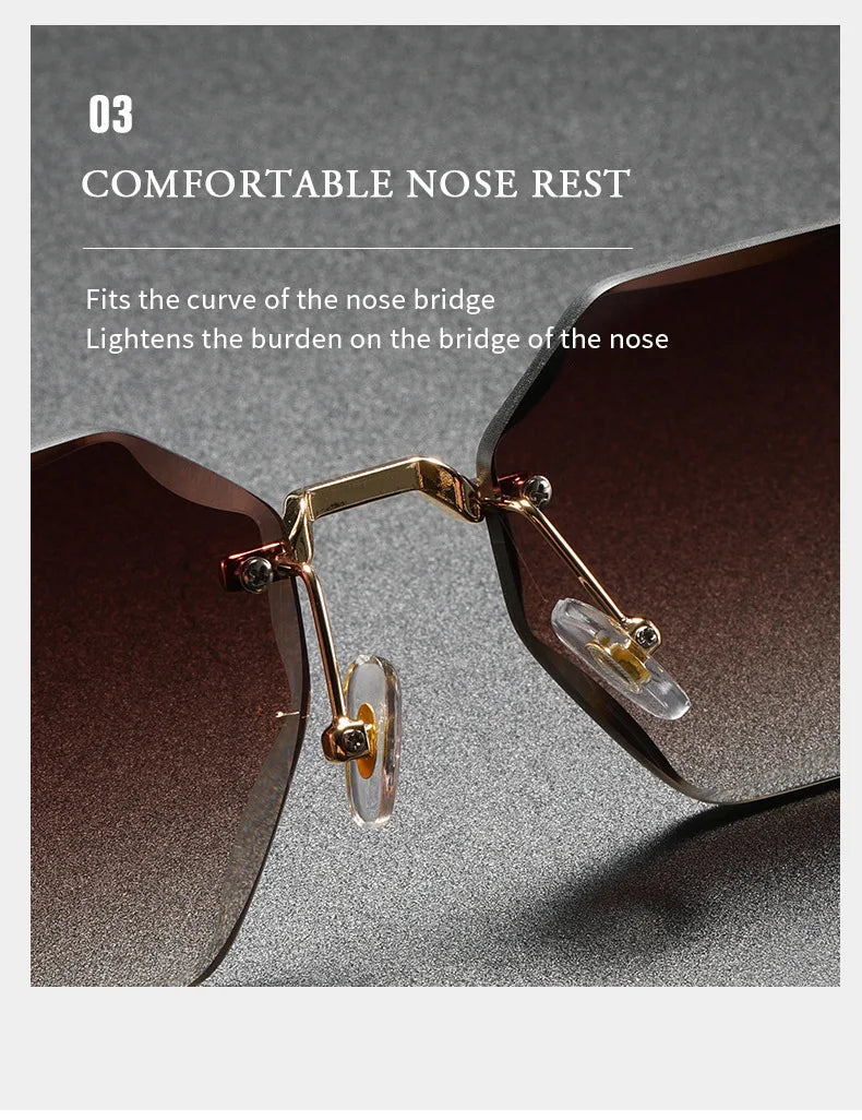 Man Woman Sunnies Fashion Unisex Rimless Sunglasses