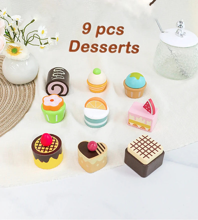 Wooden Kitchen Pretend Play Set Montessori Simulation Plates