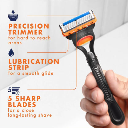 Men's 5-Blade Manual Safety Razor Features 6 layers