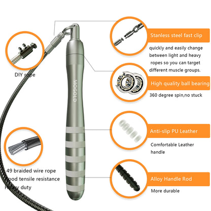 Jump Rope Metal Wire Non-slip Handles Fitness