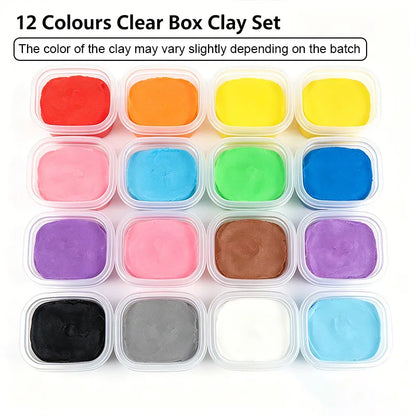 12 Colors Kids Playdough Set Clear Cup Safe Clay Dough
