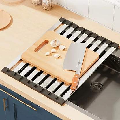 Stainless Steel Roll Up Dish Drying Rack Space Saving