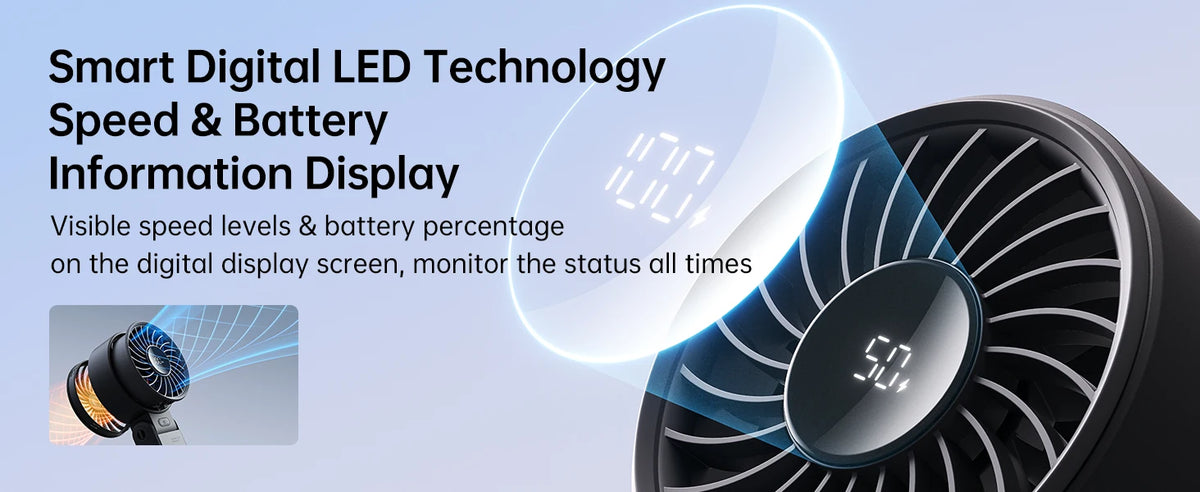 JISULIFE Portable Handheld Fan with LED Display