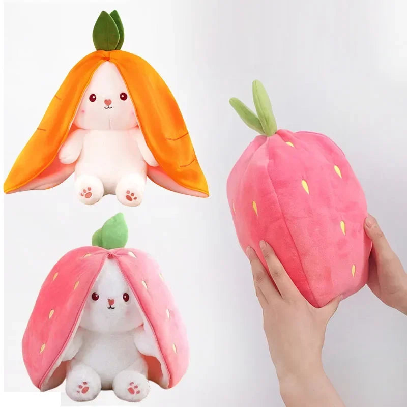 25cm Cute Strawberry Carrot Rabbit Plush Toy Stuffed Creative