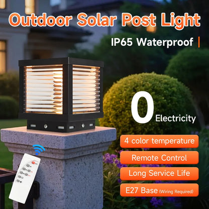 Outdoor Lighting Pillar Lights Remote Control Solar Chapiter Lamp