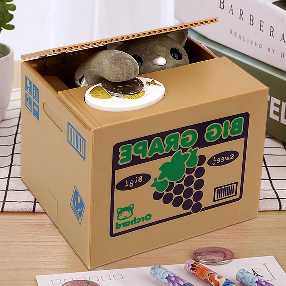 Cute Automated Panda Cat Steal Coin Bank Money Saving Box