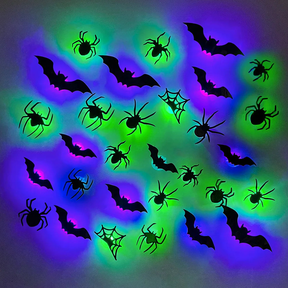Halloween Bat/Spider Decor Night Light 3D Purple/Green Lights