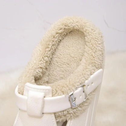 Waterproof Eva Furry Mules Slippers Women Winter Metal Buckle