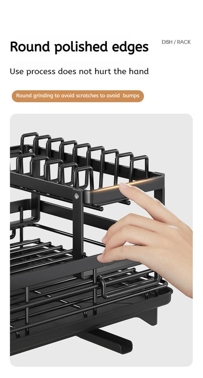 Stainless Steel Dish Drying Rack Adjustable Kitchen Plates