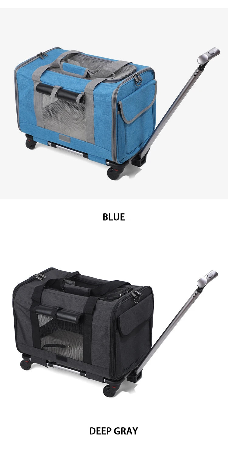 Pet Carrier with Wheels for Dogs Rolling Pet Carrier