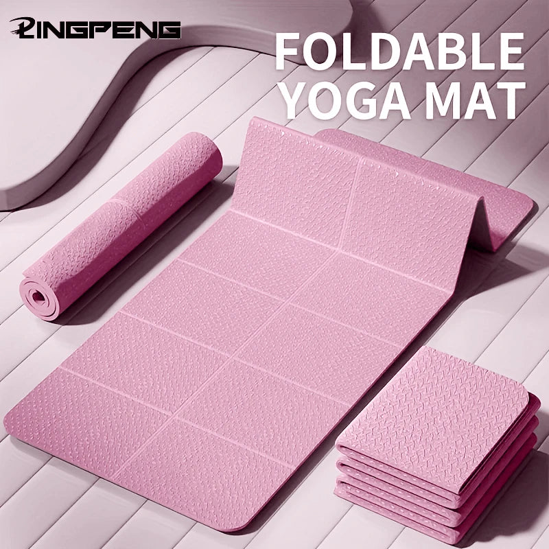 Foldable Yoga Mat TPE Non-Slip Portable Exercise Mat