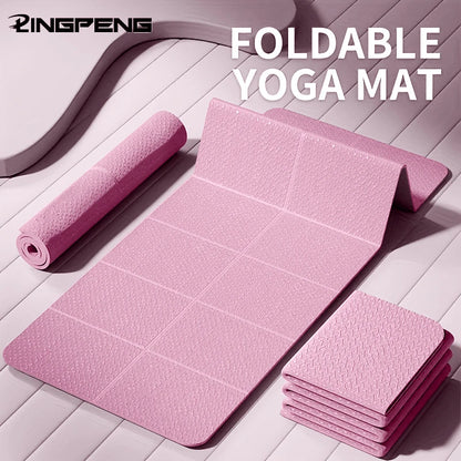 Foldable Yoga Mat TPE Non-Slip Portable Exercise Mat