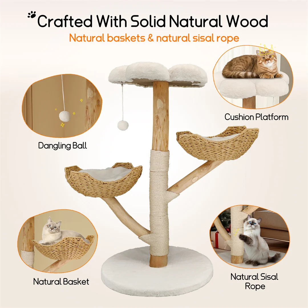 Modern Cat Furniture Climbing Tree Solid Wood