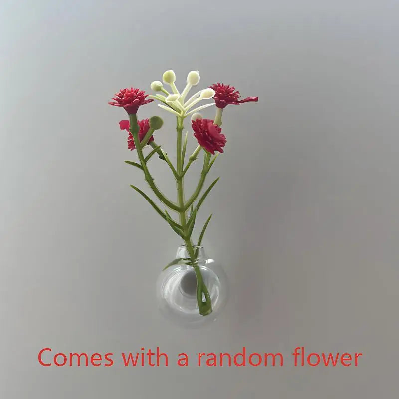 Magnetic Glass Vase Set - Mini Plant Pot Magnets for Refrigerator