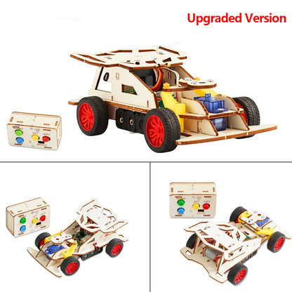 DIY Wooden Remote Control Car Mini Four-Wheel Drive