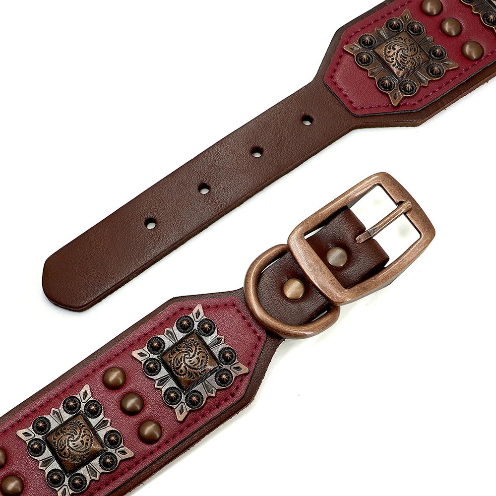 Genuine Leather Dog Collar 2inch Wide Dog Collars