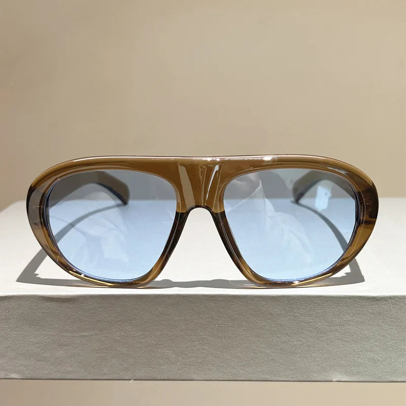 new fashion leopard gradient oval sunglasses for women
