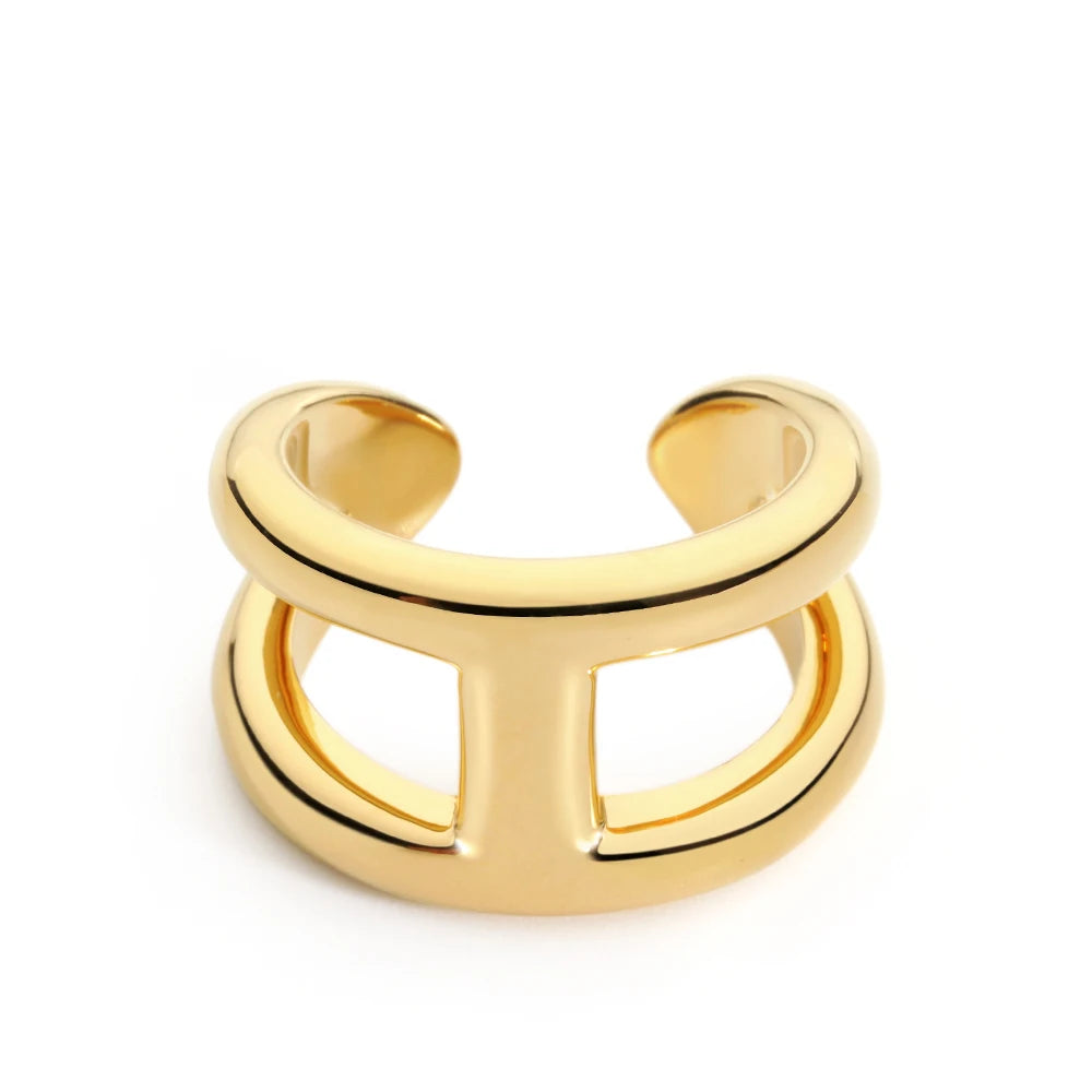 Trendy Minimalist High Polish Ring For Women IP 18K Plated
