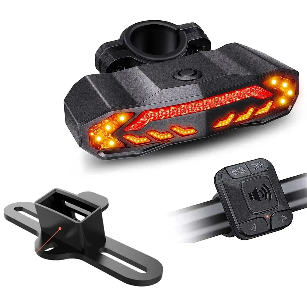 Wireless Bicycle Alarm Rear Tail Light With Turn Signal IP65