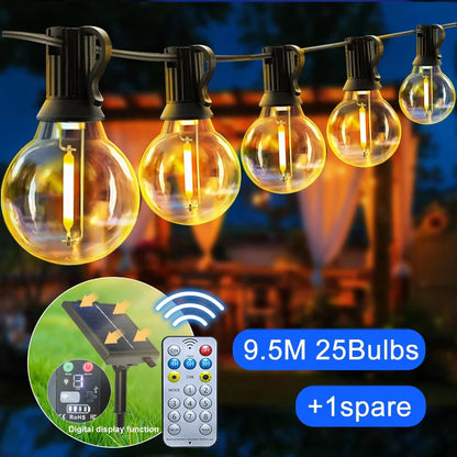 Solar G40 Outdoor String Lights with Remote Controls LED Decor