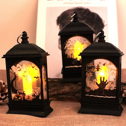 Portable Pumpkin Ghost Castle Lantern Lamp Hanging LED Jack-O-Lanterns