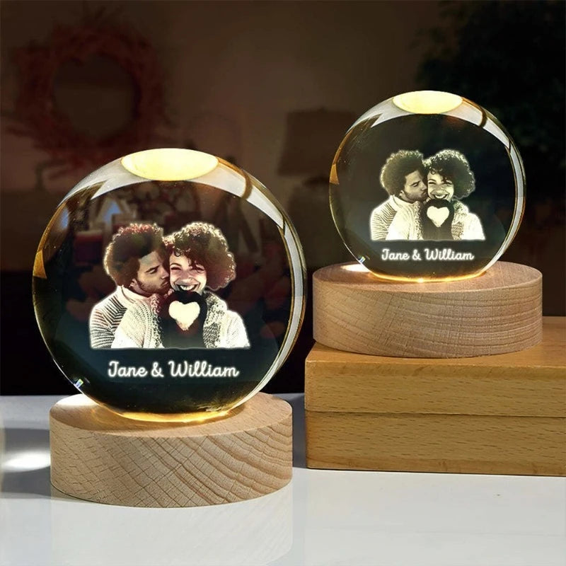 Customized personalized crystal ball night light
