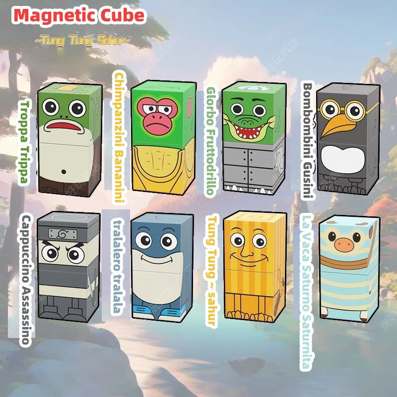 AI character magnetic building blocks Tung Tung tung sahur