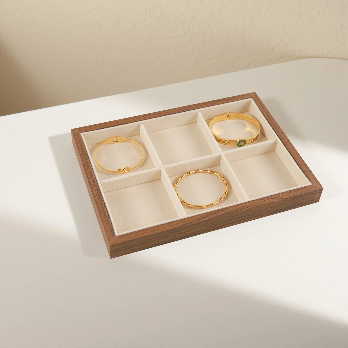 Solid Wood Jewelry Display Tray Stackable Storage