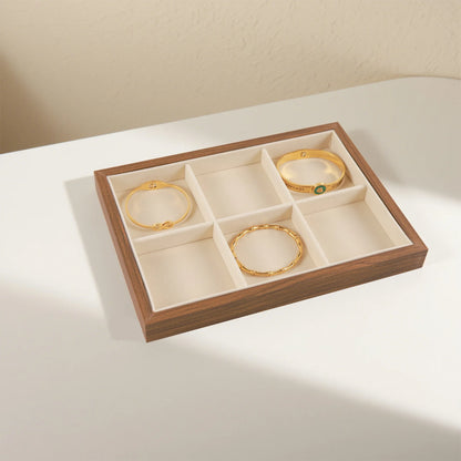 Solid Wood Jewelry Display Tray Stackable Storage