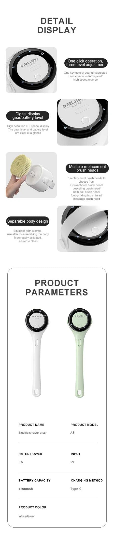 NEW Electric Shower Body Cleaning Brush