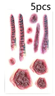 Halloween Scar Temporary Tattoo Stickers Red Blood Clot Face
