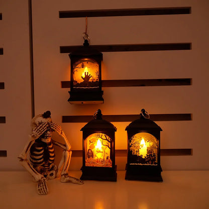 Portable Pumpkin Ghost Castle Lantern Lamp Hanging LED Jack-O-Lanterns