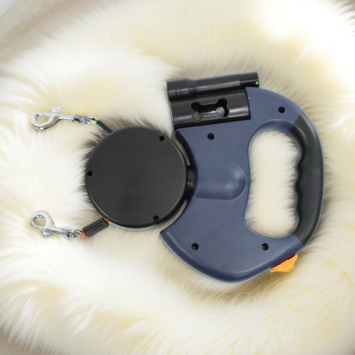 Retractable Dual Dog Leash with LED Light 360 Swivel No Tangle