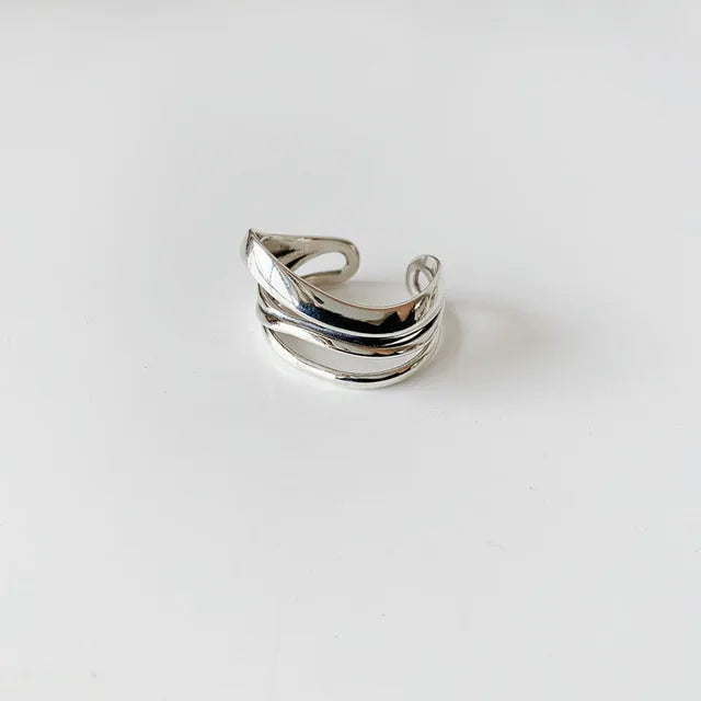 VENTFILLE 925 Sterling Silver Finger Rings Hollow Chain