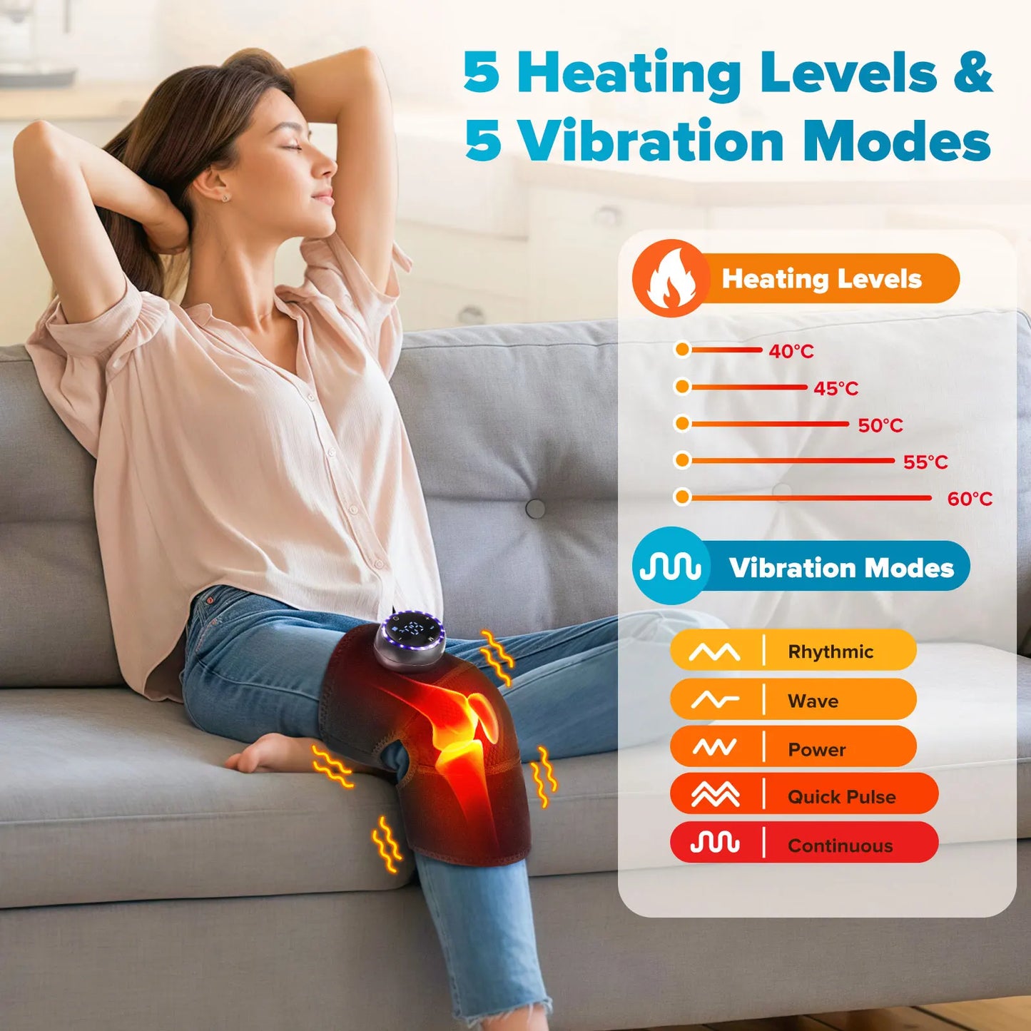 Electric Heating Knee Wrap with 5 Modes Muscle Relaxation