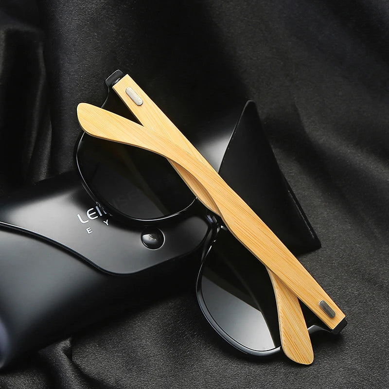 Sunglasses Men Wood Bamboo Polarized UV400 Retro Vintage