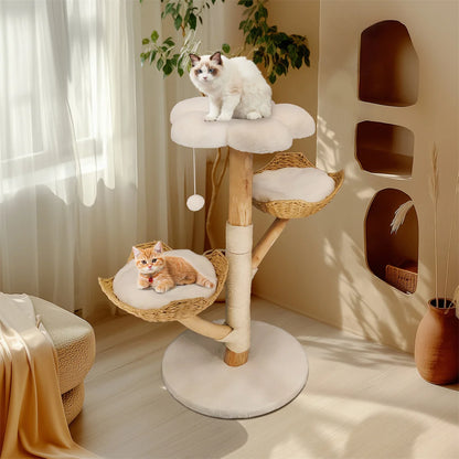 Modern Cat Furniture Climbing Tree Solid Wood
