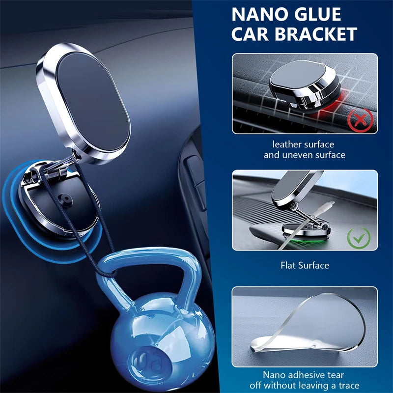 Aluminum Alloy Folding Magnetic Car Phone Holder 360° Rotation
