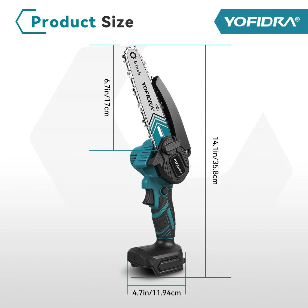 6 Inch 30000RPM Electric Chainsaw Handheld Garden